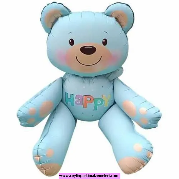 Soft Mavi Oturan Ayı Folyo Balon